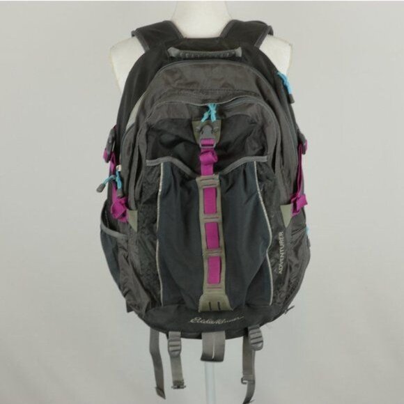 Eddie Bauer Adventurer Women's Gray Purple Zip Closure Day Backpack - Picture 1 of 12